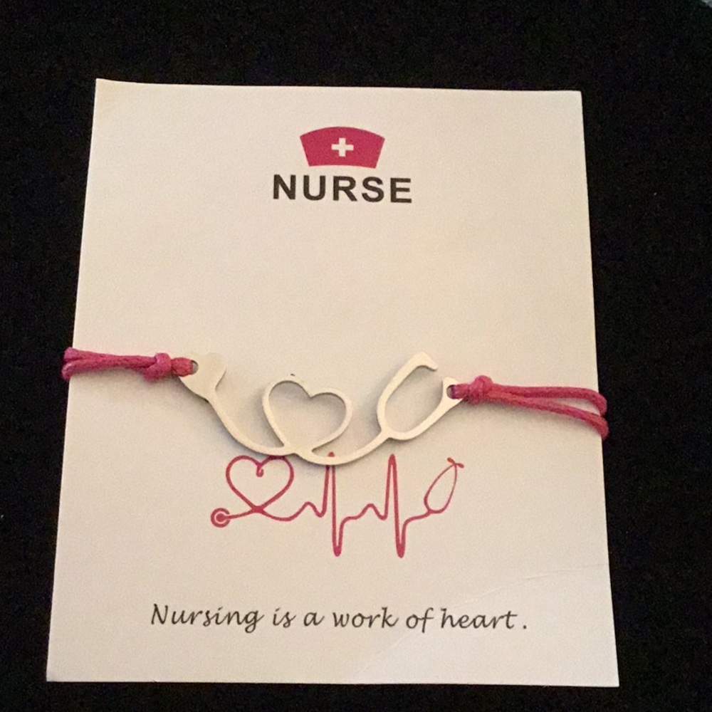 DOUBLE PINK CORDED HEART STETHOSCOPE BRACELET